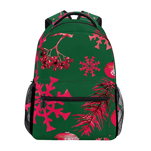 DXG1 Mochila Mujeres Hombres Adolescente Niña Niño Bolsa de la Escuela de la Bolsa de Navidad Verde Copo de Nieve Librero Casual Daypack Suministros Hombro Gran Capacidad 40.5x29x20 cm