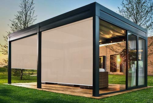 EB ESTORES BARATOS Persiana Enrollable Exterior Tecnoscreen/Bloqueo UV 70% / Microperforado (no Hace Efecto Vela). Medidas Ancho x Alto. Color: Lino. Medidas: 272cm x 240cm