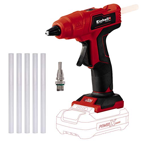 Einhell 4522200 Pistola termofusible a batería, Rojo, negro, ohne Akku und Ladegerät