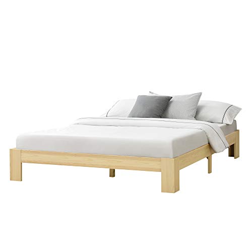 [en.casa] Cama de Pino Raisio 180 x 200 cm Cama Doble Cama de Matrimonio con Somier Capacidad de Carga 200 kg Madera Natural