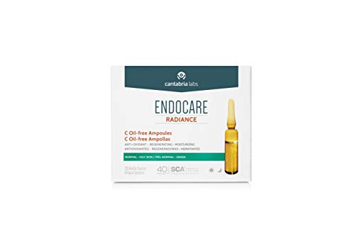 Endocare Radiance C Oil-free - Ampollas Faciales Antiedad, Regeneradoras y Antioxidantes de Alta Tolerabilidad, para Pieles Normales y Grasas, 10 Unidades