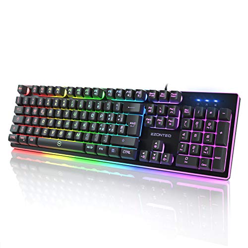 EZONTEQ Teclado Gaming PC teclado italiano Juegos RGB LED Retroiluminación USB Teclado Gaming para ordenador MacBook Laptop Layout italiano Keyboard