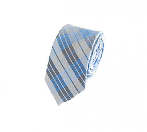 Fabio Farini - elegante corbata estampada en 6 cm de ancho Azul Gris Blanco