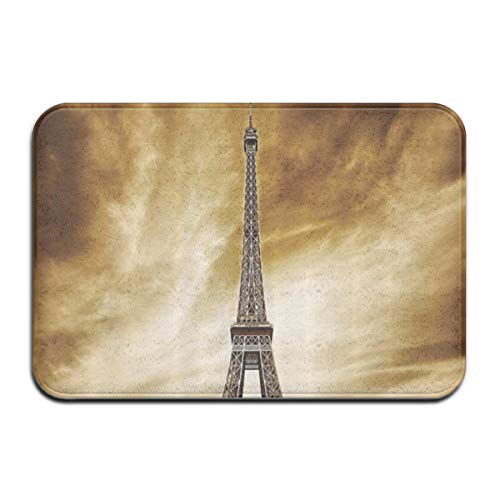 Felpudo Alfombrillas para puertas interiores 23,5 x 15,7 pulgadas París Torre Eiffel Paisaje antiguo Francia Monumentos Históricos Alfombrillas vintage Alfombrillas de entrada Alfombrilla de baño