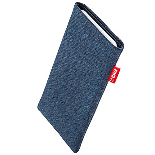 fitBAG Jive Azul Funda para móvil. Funda de Tela Azul con Forro de Microfibra Interior para Apple iPhone XR | con Limpieza de Pantalla