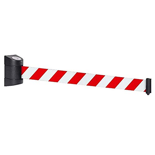 Flexibarrier Barrera de cinturón retráctil de 4,5 m con carcasa de pared de plástico ABS, función de bloqueo automático retráctil, barrera de seguridad para Crowd Control (rojo/blanco)