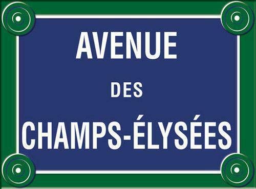 FRANCIA VINTAGE PLACA METAL 20x15cm AVENIDA DES CHAMPS ELYSEES PARIS