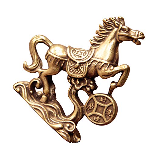 Gadpiparty Latón Caballo Estatuilla Feng Shui Ornamento Riqueza Figura Estatua Escultura Decoración Coleccionable Regalo Año Nuevo Decoración del Hogar (Dorado)