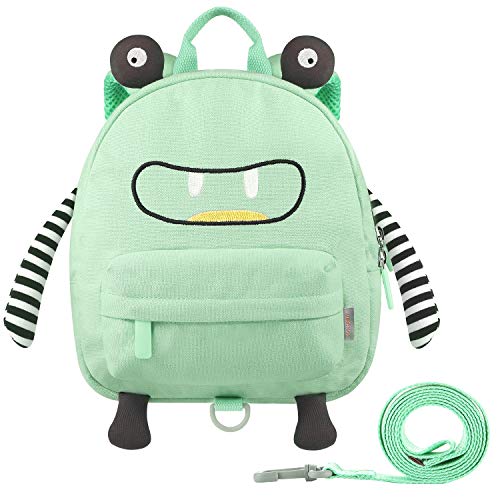 GAGAKU Niños Mochila 3D Animales Bolsa Preescolar Mochila con Correa de arnés de Seguridad (Verde)