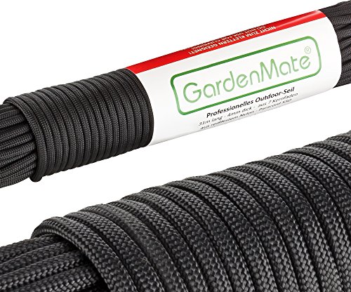 GardenMate Cuerda de Nailon para Exteriores Paracord 550 Profesional I I 31 m Longitud 4 mm Grosor I Cuerda con Revestimiento y núcleo de 7 Hilos de Nailon Resistentes al desgarro