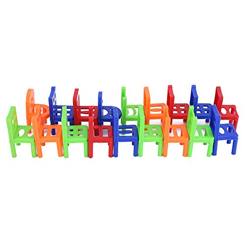 Garosa 18 unids / Set Silla Juguete De Plástico Mini Puzzle Multijugador Juegos de Apilamiento Aprendizaje Interesante Juguetes de Equilibrio Inteligentes para Juego de Fiesta Familiar