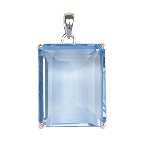 GEMHUB Colgante de plata de ley 925 de 25,90 gramos de topacio azul muy grande, 29 x 25 mm