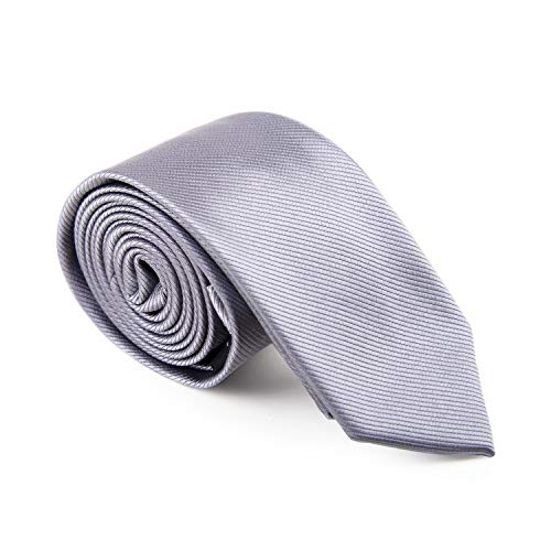 GENTSY ® Corbata Hecha a Mano para Hombre Ancho Estandar de 8 cm o Delgado 6 cm - Colores Solidos (K42 Gris)