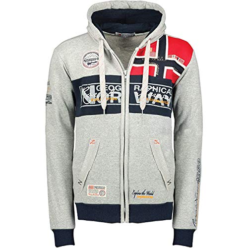 Geographical Norway Flyer - Sudadera con Capucha Y Bolsillo Canguro Hombre - Sudadera con Logo Estilo Hombres - Sudaderas Cómoda De Invierno - Hoodie Deportiva Moda Casual (Gris M)