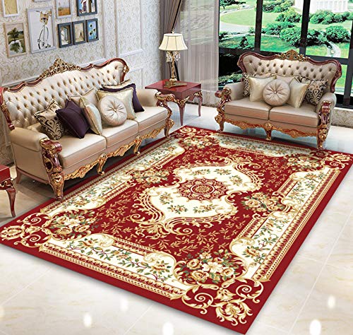 GJBHD Europeo-Estilo Alfombra,Sala De Estar Hogar Lujo Alfombra,Alfombrilla De Piso No-Slip Bedroom Mesita De Noche Manta Mesa De Centro Alfombras Lavables-El Arma es roja 120x160cm(47x63inch)