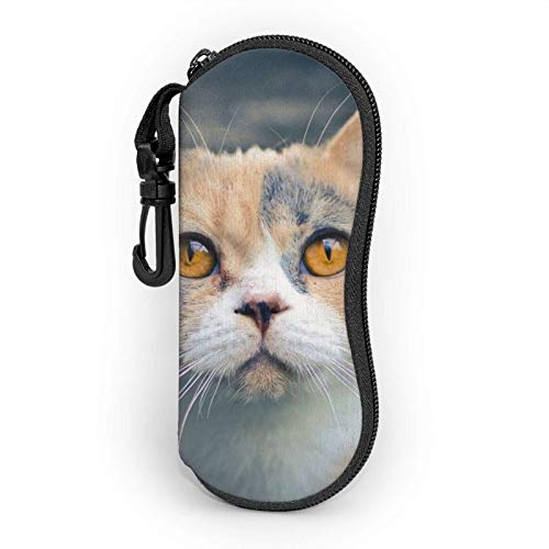 GOSMAO Funda Gafas Ojos manchados de gato Neopreno Estuche Ligero con Cremallera Suave Gafas Almacenaje