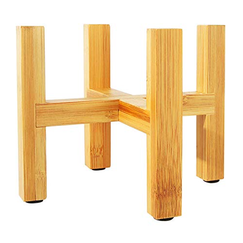 Graceru Soporte para plantas, soporte para macetas, madera natural, para decoración interior moderna, cuenco de bambú (25,8 x 16 cm)