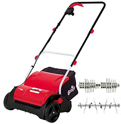 Grizzly 2 en 1 eléctrico Escarificador Juego - Césped Eléctrico Escarificador, 31 cm ancho de trabajo, mango Retractable, ventilador rodillo, - Para Cuidado Jardín y césped de la bolsa