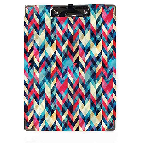 Grunge Decor Portapapeles tamaño carta perfil bajo clip Hipster zigzag Chevron portapapeles para papel tamaño carta diseñado para uso en aula y oficina