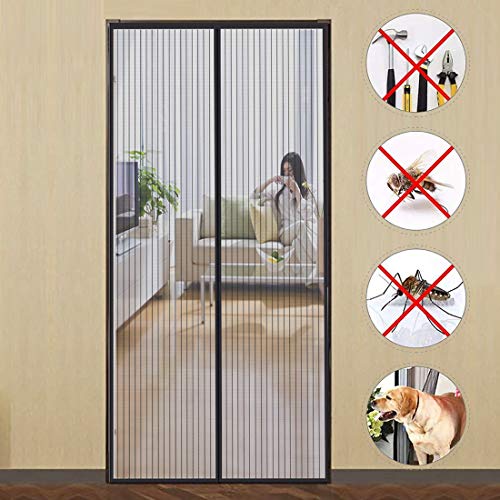 GUOGAI Cortina Mosquitera para Puertas 85x210cm(33x83inch) Mosquitera Magnética Evita el Paso de Insectos Sin Huecos para Sala de Salón Terraza, Negro A