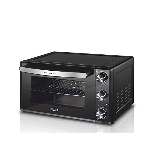 HAEGER BLUMENTHAL 38 - Horno Electrico con 2000W de potencia, capacidad de 38L - puerta con vidrio doble, temporizador de 90 minutos, función convección/ventilación.