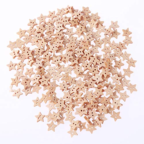 Healifty 200pcs Botones artesanales de Madera Botones de Estrellas de Dibujos Animados Botones de 2 Agujeros para Coser Manualidades Scrapbooking