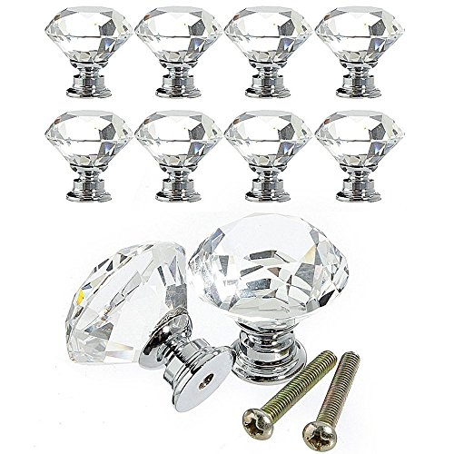 Hemore 10 x 30 mm Diamante Cristal Moebe Lknoepfe Muebles Muebles Pomo Cristal Puerta Armario pomos del Manillar