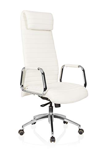hjh OFFICE 600902 silla ejecutiva ASPERA 20 cuero napa blanco marfil silla de oficina ergonomica respaldo alto con brazos