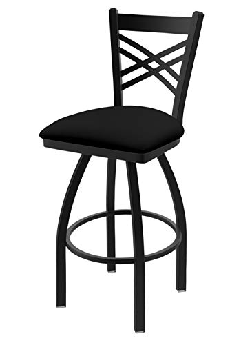 Holland Bar Stool 820 Catalina - Taburete de Contador de 25 Pulgadas con Acabado de Arrugas Negras y Asiento Giratorio - 82025BWBlkVinyl, Anodized Nickel