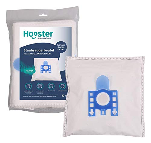 Hooster - Bolsas para aspiradora Miele Electronic 1690/1690.0/1690/0/1690-0 (30 unidades, con accesorio de plástico)