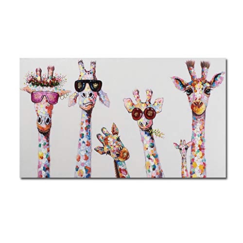 HSFFBHFBH Cuadro en Lienzo Arte Animal Curioso Jirafas Familia Cartel Impresiones Imagen Decorativa Obra gráfica para decoración de la habitación de los niños 60x120cm (23.6"x47.2) Sin Marco