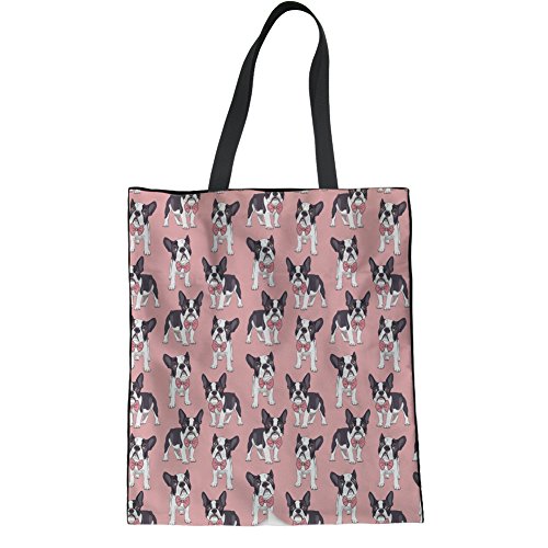 HUGS IDEA Bolso de mano de lino con estampado de flores para mujer, color Rosa, talla Medium