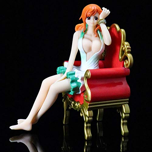 HYKCSS One Piece Anime Doll Luxury Sofa Seat Nami Versión Estatua Muñeca Escultura Juguete Decoración Modelo Hecho a Mano Altura 15cm