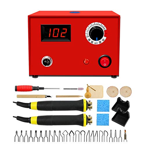 hzexun Kit Pirograbador De Madera 50W Temperatura Regulable Pirograbador De Madera Profesional Kit De Quema De Leña Para Madera, Cuero, Grabado (EU Plug, 220V)