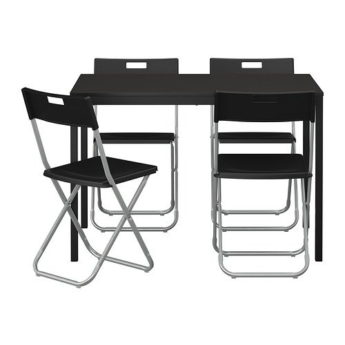 Ikea TARENDO/GUNDE - Mesa y 4 sillas, negro - 110 cm