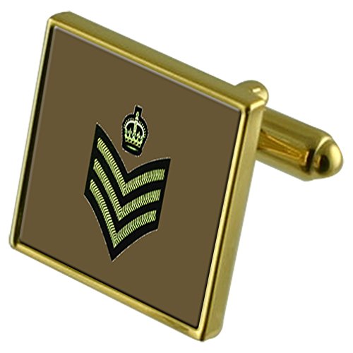 Insignia del ejército Rango Sargento de color oro-tono gemelos en la bolsa