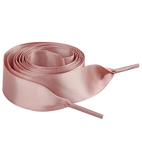 Jamron Plano Seda Satín Cinta Cordones de los Zapatos 2CM Ancho para Zapatillas Bailarinas Pumps P13 Loto Rosa 80 CM