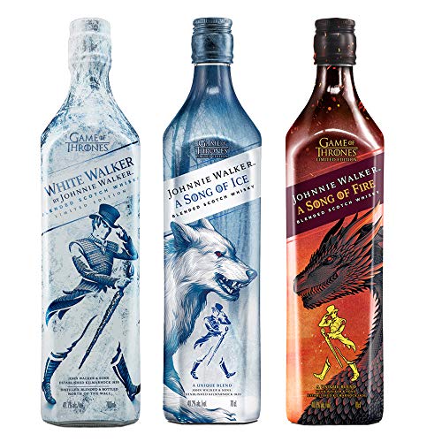 Johnnie Walker Song of Fire + Johnnie Walker Song of Ice + Johnnie Walker White Walker Whisky Escocés, Edición limitada Juego de Tronos: 3 x 700 ml