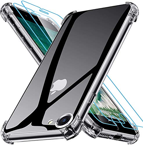 Joyguard Funda Compatible con iPhone SE 2020 con 2 Protector de Pantalla, Funda para iPhone 8 Funda para iPhone 7 Funda para iPhone SE 2020 - 4.7 Pulgada Transparente