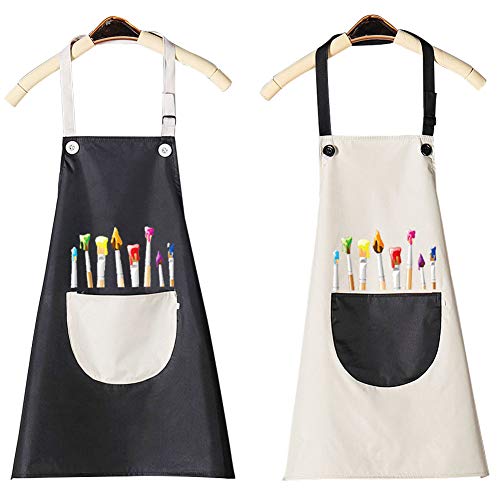 JPYH 2 Piezas Niños Delantales Con Bolsillo, Ajustable Infantil Delantal De Chef, Para Pintura Artística, Cocinar, Hornear (8-12 Años)