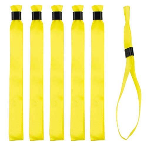 Juego de pulsera en tela / cinta de raso, con cierres de plástico - 10 colores disponibles (amarillo, 100)