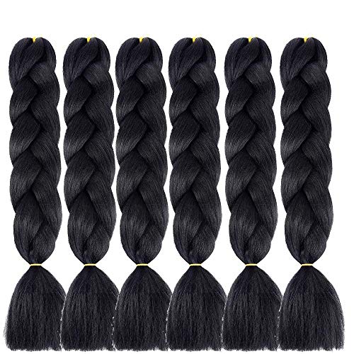 Jumbo Lot de 6 extensions de cheveux synthétiques, colorées, résistantes à la chaleur, pour le bricolage, tresses ombrées de couleurs violettes, 100 g/pièce, 60 cm