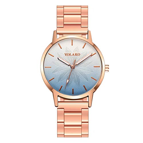 JZDH Relojes para Mujer Sleek Minimalista Gold Frosted Malla de Acero Inoxidable Malla para Mujer Diseñador de Cuarzo Relojes Women Relojes Decorativos Casuales para Niñas Damas (Color : 1)