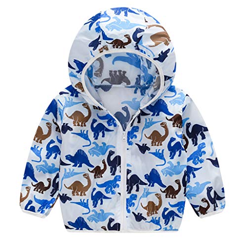 K-Youth Ropa Niño Primavera Verano Fino Abrigo de protección Solar Moda Dinosaurio Amor Coche Gato Ropa Niña Jacket para Niños Cortavientos (Azul Oscuro, 4-5 años)