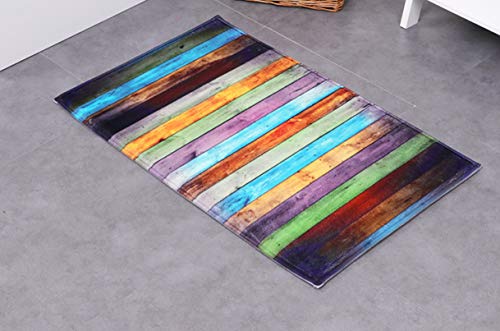 KaiXINSun Alfombrilla De Baño Franela De Microfibra Antideslizante Fondo De PVC Absorbente De Agua Alfombrillas De Baño, Gruesas, Lavables A Máquina Alfombra De Ducha Franja De Color 40X60Cms