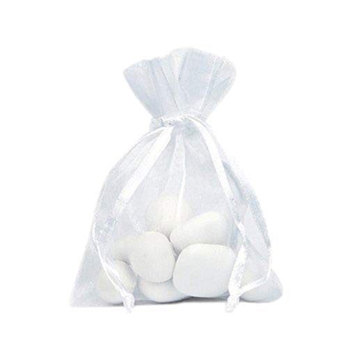 Kanggest 100Pcs Bolso Blanco de Organza Bolsitas de Tul para Decoración del Banquete de Boda Bolso del Caramelo Bolso del Hilado la Perla Regalo Joyería 9 * 12cm