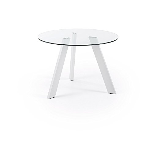 Kave Home Mesa Carib 110 cm, blanco y cristal