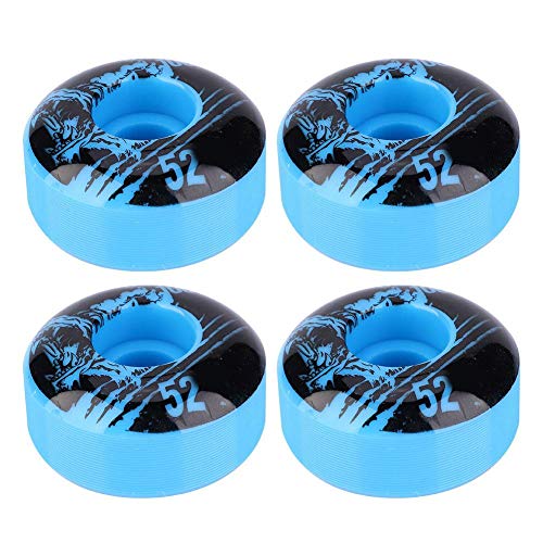 Keenso Juego de Ruedas de Skateboard, 4 Piezas Ruedas de Skateboard de Alta Resistencia 52mm Reemplazo de Ruedas de Skateboard con patrón para Superficie Plana U Pool Blue