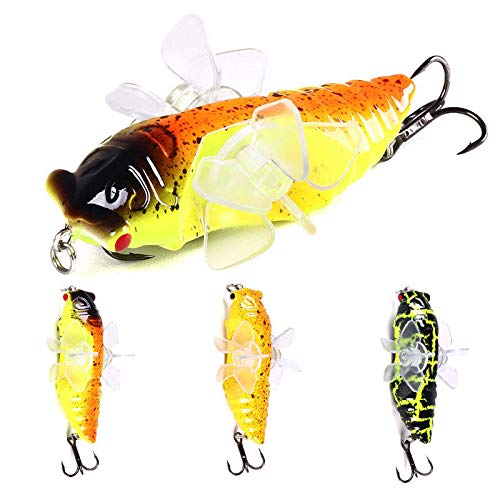 KEMEILIAN DYYP0309 1 UNIDS CICIADA-FORMADA DE PESCADA DE Pesca DE Pesca ROTANTE Popper Top Agua Nacido CRANKBAIT Hokey Panger CAIT Durable (Color : 2)