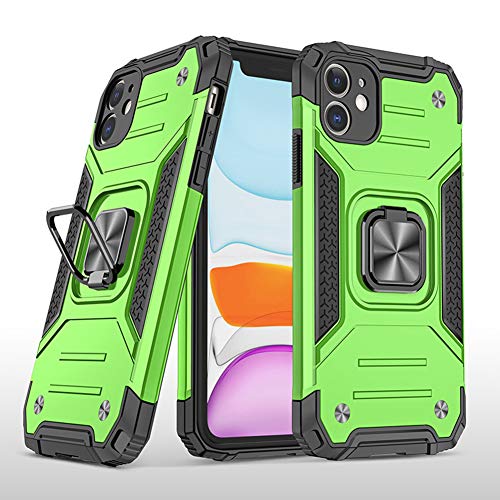 Kesv Funda para OPPO A9, [Soporte Giratorio Anillo] Cubierta Tough Armor Protector Cover para Teléfono con Screen Protector Vidrio Templado[1 Pack] para OPPO A9 - Verde Claro